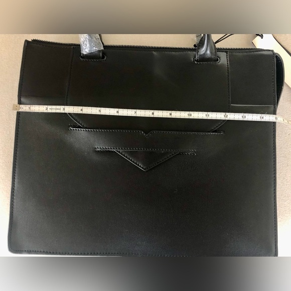 Philo black leather briefcase work bag - Picture 3 of 14